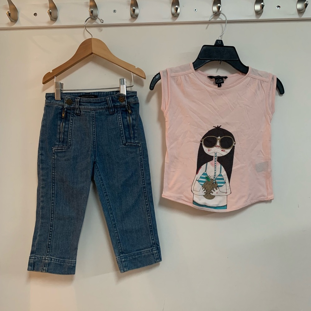 Little Marc Jacobs Crop Jean and Logo tee